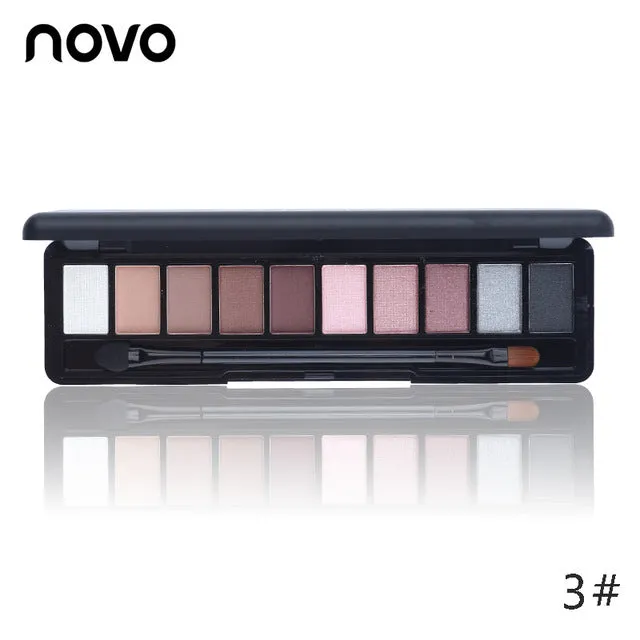1PC NOVO Fashion Eye Makeup Eye Shadow Shimmer Matte Palette Natural Make Up Light 10 Colors Eyeshadow Cosmetics Set with Brush