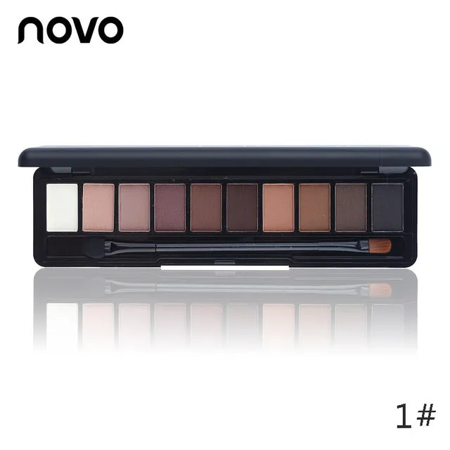 1PC NOVO Fashion Eye Makeup Eye Shadow Shimmer Matte Palette Natural Make Up Light 10 Colors Eyeshadow Cosmetics Set with Brush