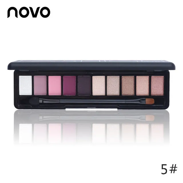1PC NOVO Fashion Eye Makeup Eye Shadow Shimmer Matte Palette Natural Make Up Light 10 Colors Eyeshadow Cosmetics Set with Brush