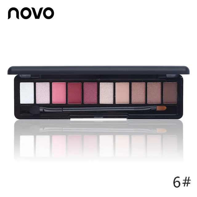 1PC NOVO Fashion Eye Makeup Eye Shadow Shimmer Matte Palette Natural Make Up Light 10 Colors Eyeshadow Cosmetics Set with Brush