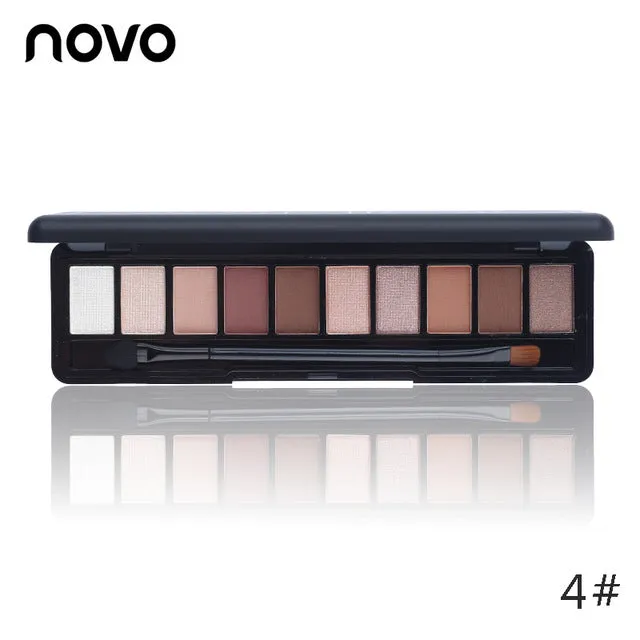 1PC NOVO Fashion Eye Makeup Eye Shadow Shimmer Matte Palette Natural Make Up Light 10 Colors Eyeshadow Cosmetics Set with Brush