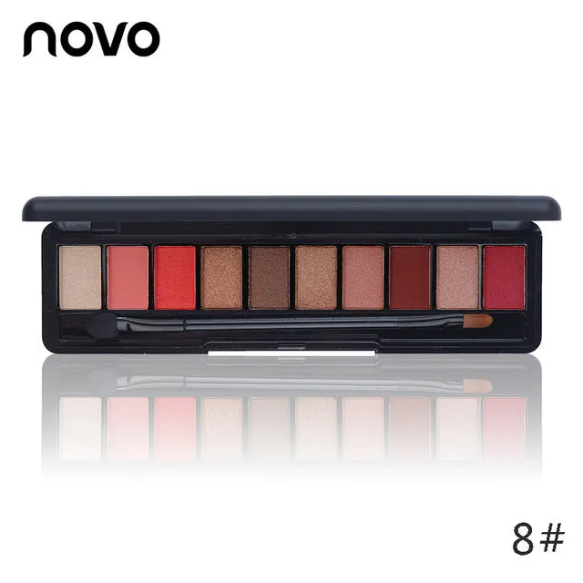1PC NOVO Fashion Eye Makeup Eye Shadow Shimmer Matte Palette Natural Make Up Light 10 Colors Eyeshadow Cosmetics Set with Brush