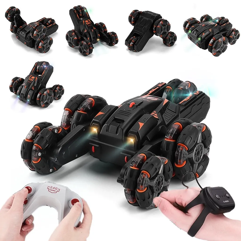 360-Degree Swing Arm RC Car | Double Control | 2.4G | Multifunctional Five-Wheeled | Grey