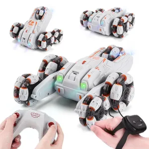 360-Degree Swing Arm RC Car | Double Control | 2.4G | Multifunctional Five-Wheeled | Grey