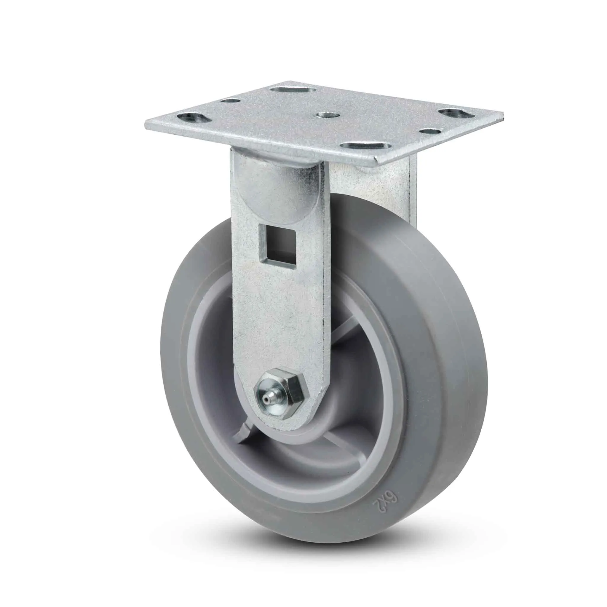 4 inch Heavy Duty Rigid Caster, USA Made TPR Rubber Wheel, 2 inch wide