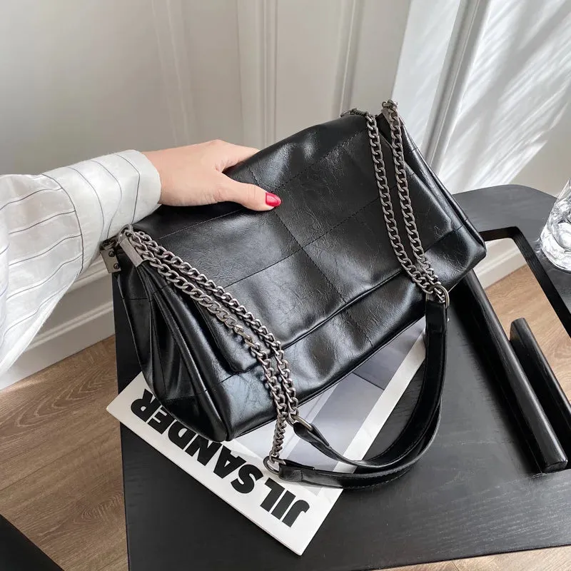 Amozae-Fashion Women's Commuter Bags Niche Chain Crossbody Bag Ladies Shoulder Large Capacity Handbag Cross Square PU