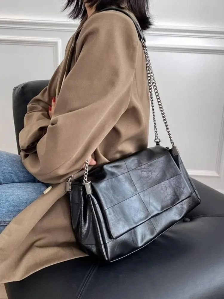 Amozae-Fashion Women's Commuter Bags Niche Chain Crossbody Bag Ladies Shoulder Large Capacity Handbag Cross Square PU