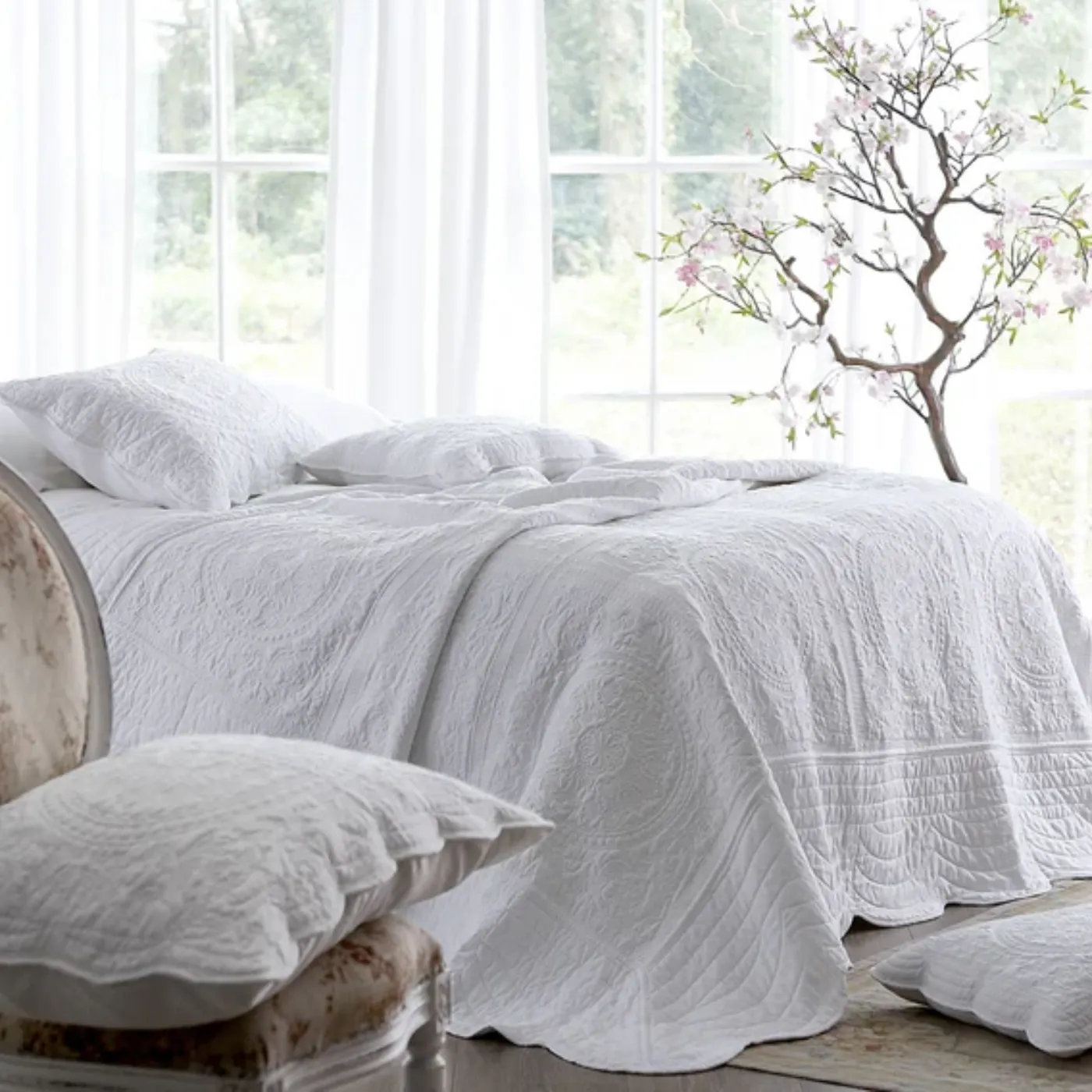 Athens Single Bedspread Set White 190x250
