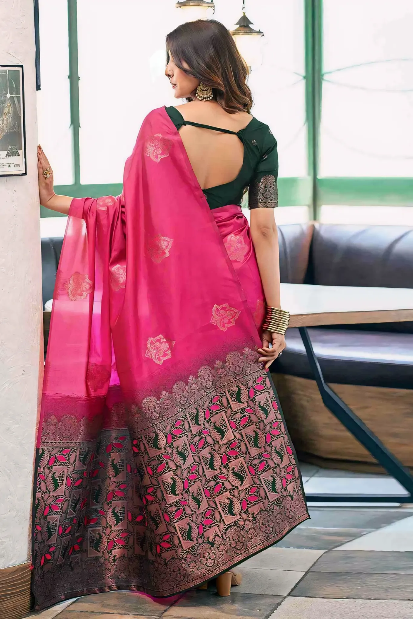 BEAUTIFUL JECQUARD ZARI WORK BANARASI SOFT SILK SAREE