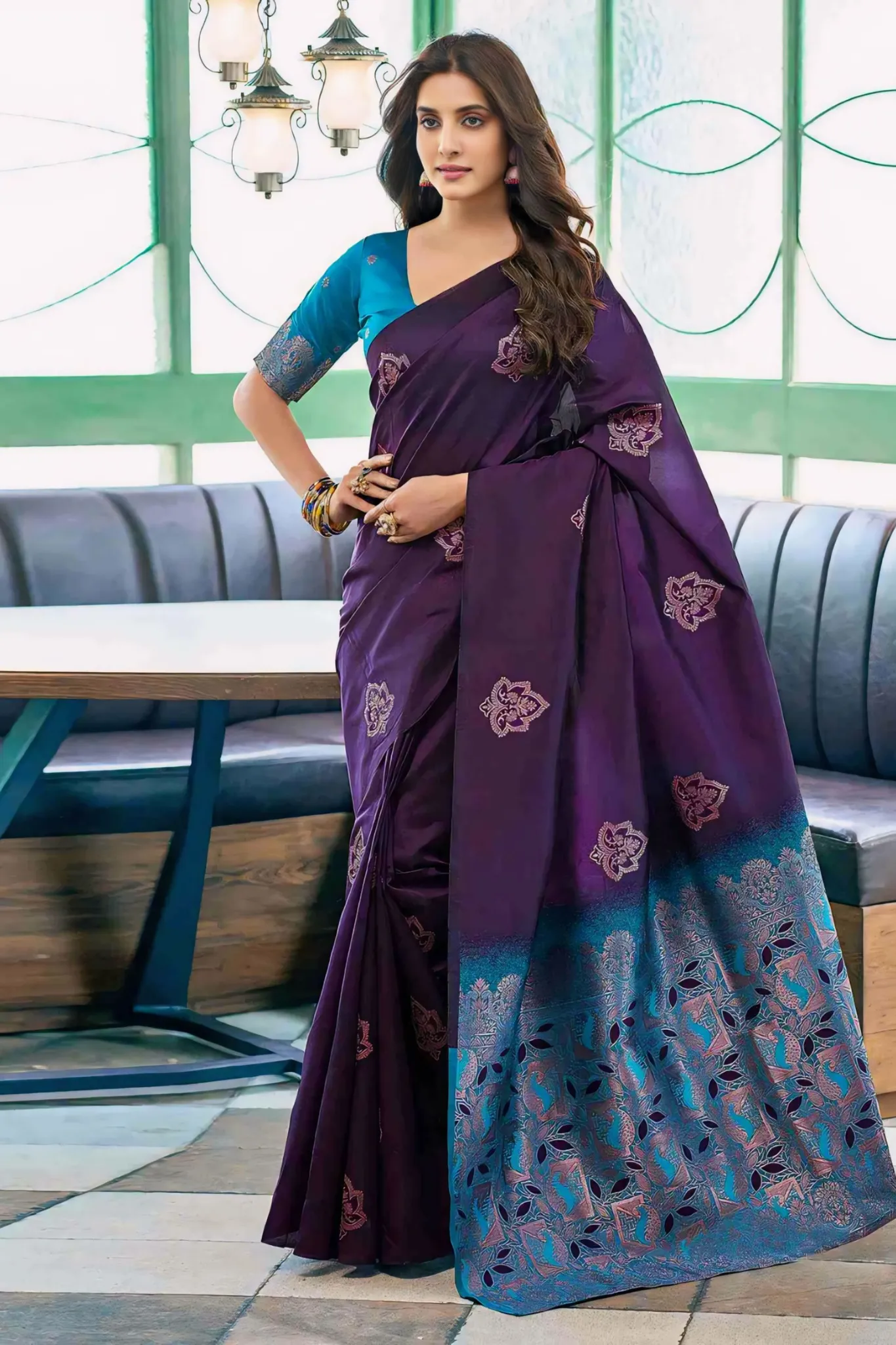 BEAUTIFUL JECQUARD ZARI WORK BANARASI SOFT SILK SAREE