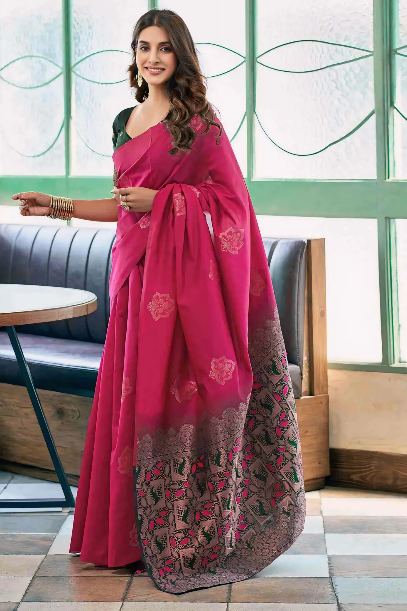 BEAUTIFUL JECQUARD ZARI WORK BANARASI SOFT SILK SAREE