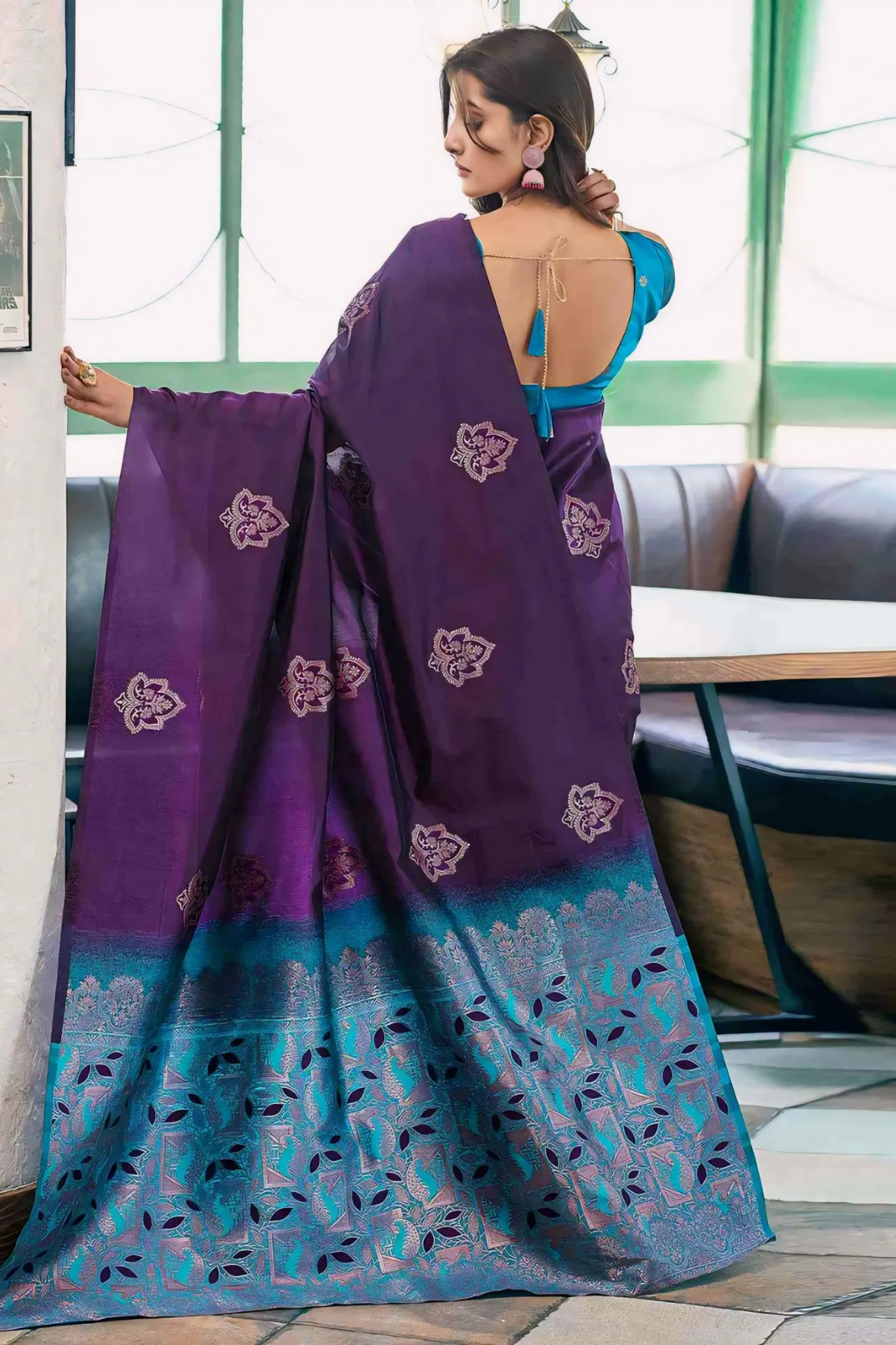 BEAUTIFUL JECQUARD ZARI WORK BANARASI SOFT SILK SAREE