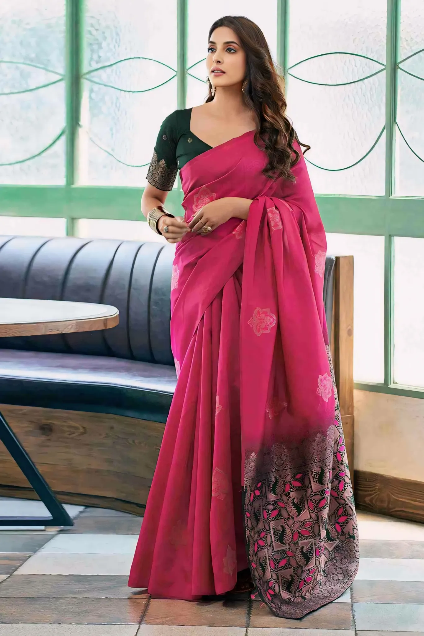 BEAUTIFUL JECQUARD ZARI WORK BANARASI SOFT SILK SAREE