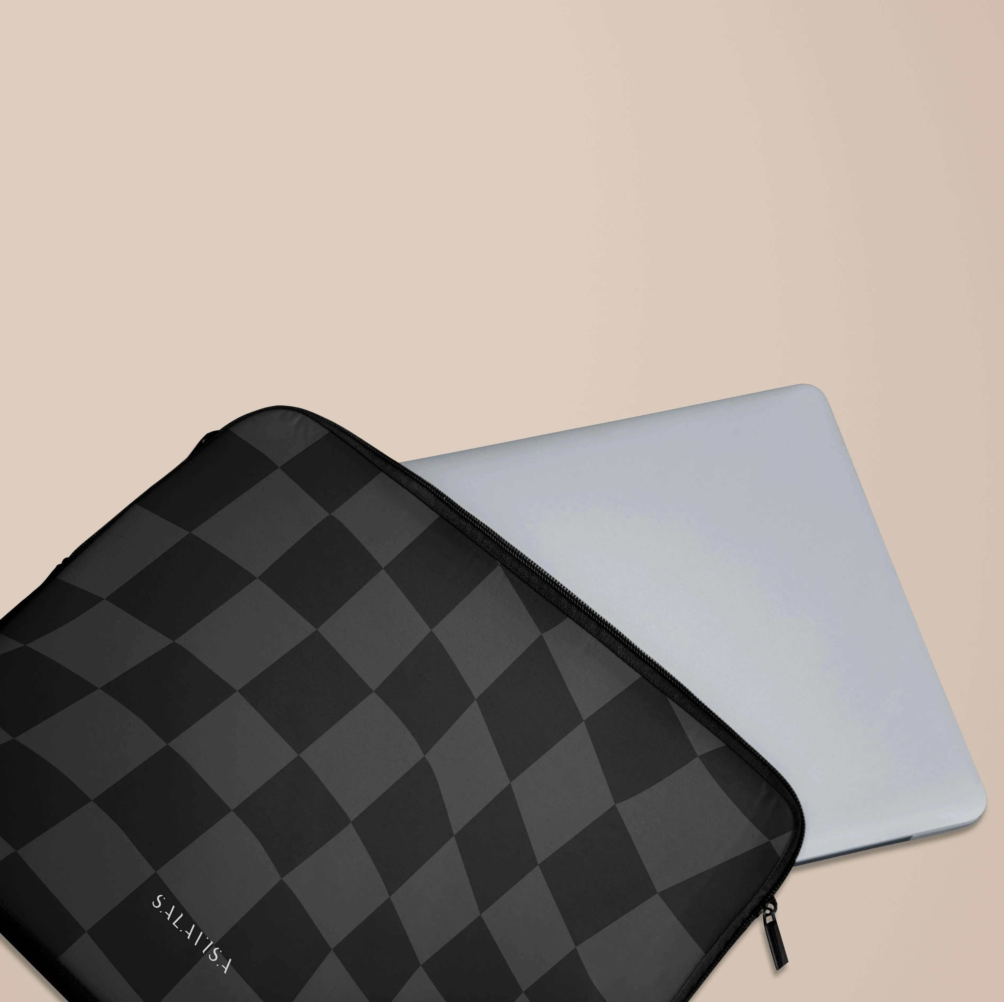 Black Wave Checkered Laptop Sleeve
