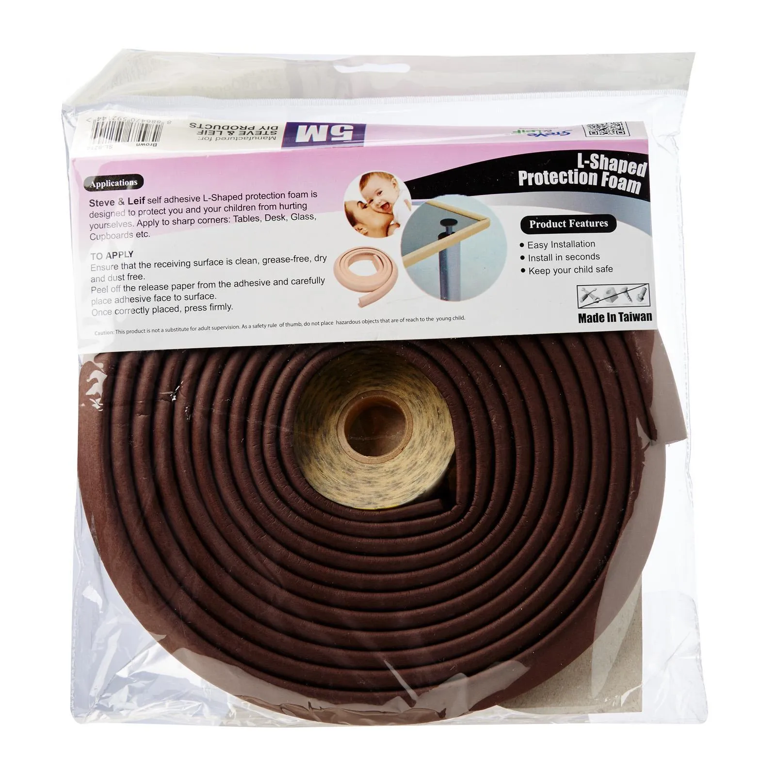 Brown L-Shaped Edge Protector Foam (5m)