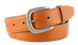 Cognac Smooth Leather Belt, Hudson Buckle (Brushed Silver)