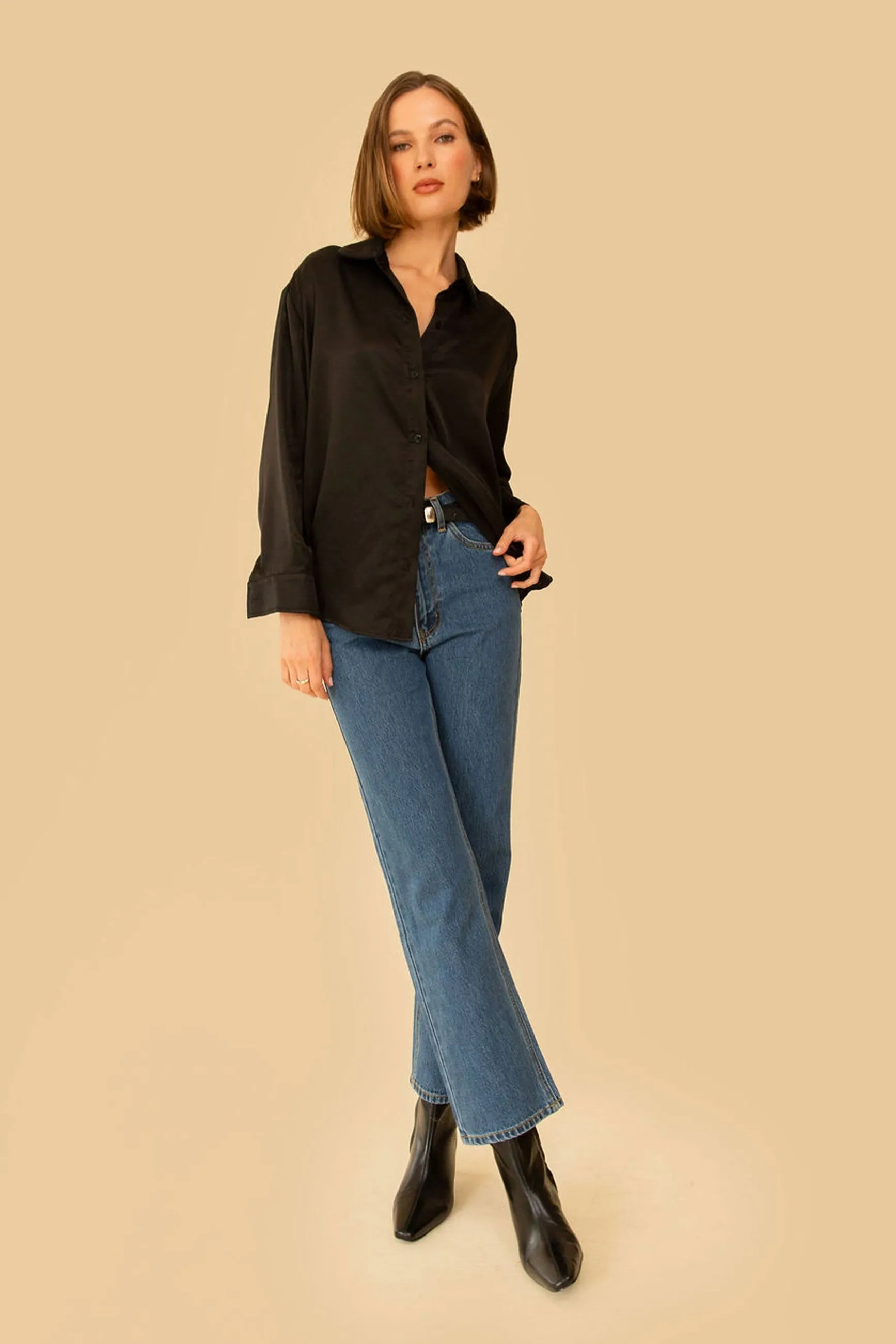 Denise Top in Black Silky