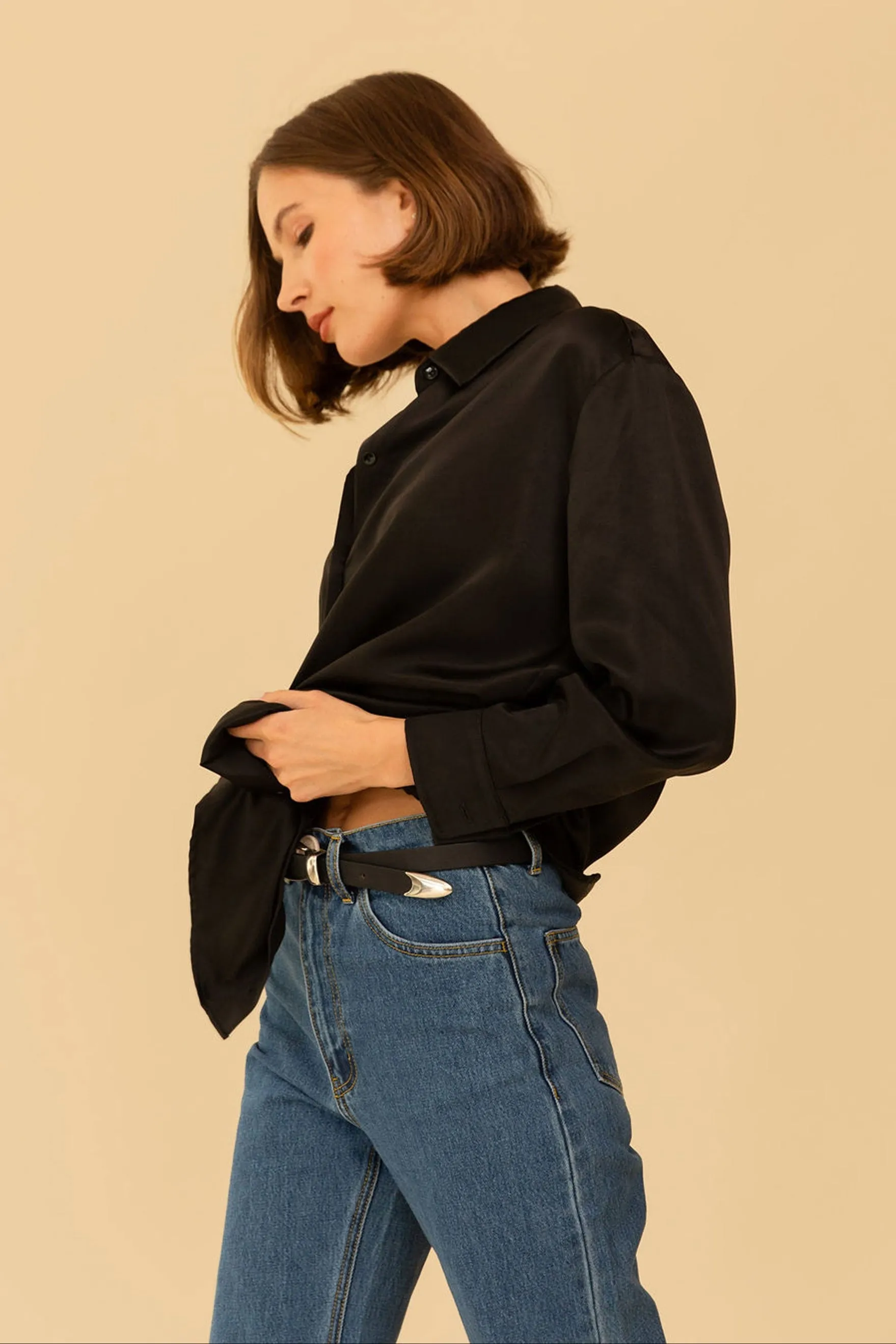 Denise Top in Black Silky