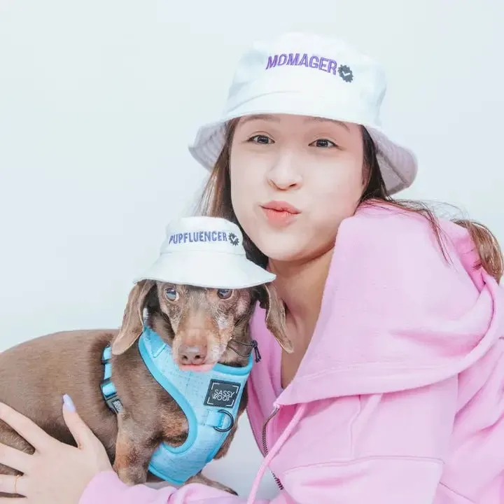 Dog 'Pupfluencer' Bucket Hat with Matching 'Momager' Human Hat