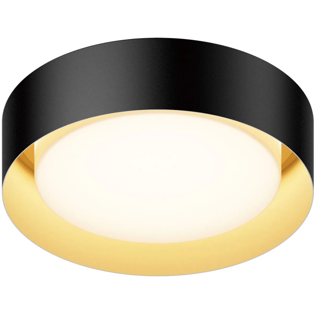 Echo 13 in. LED Flush Mount Light Black Finish with Gold interior