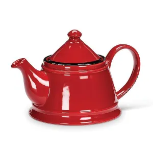 Enamel Look Tea Pot - Red