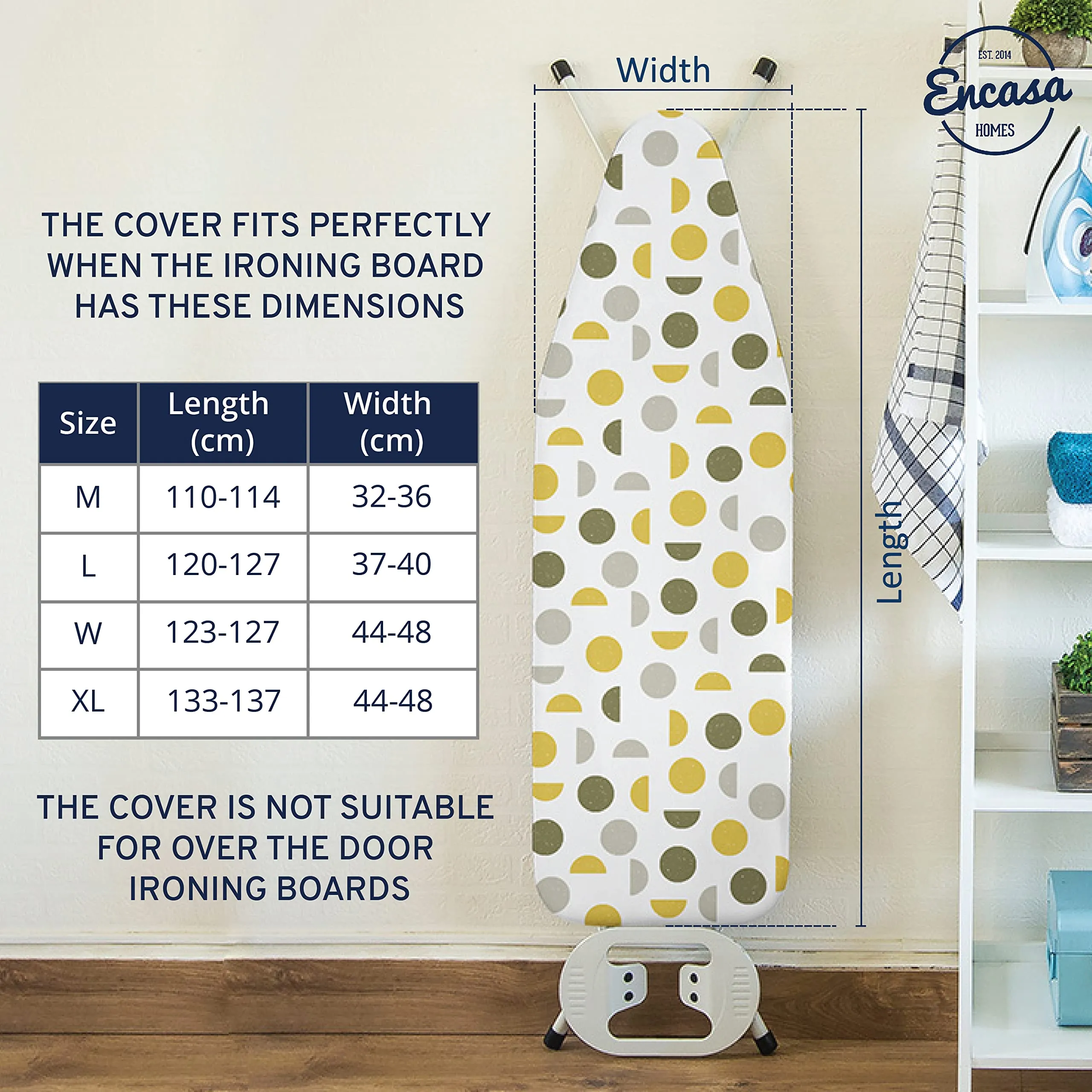 Encasa Homes Ironing Board Cover with 3mm Thick Felt Pad for Steam Press (Fits Standard Large Boards of 125x39 cm) Heat Reflective, Scorch & Stain Resistant, Printed - Yellow Moon