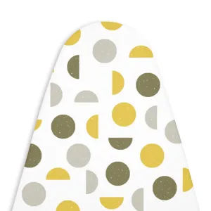 Encasa Homes Ironing Board Cover with 3mm Thick Felt Pad for Steam Press (Fits Standard Large Boards of 125x39 cm) Heat Reflective, Scorch & Stain Resistant, Printed - Yellow Moon