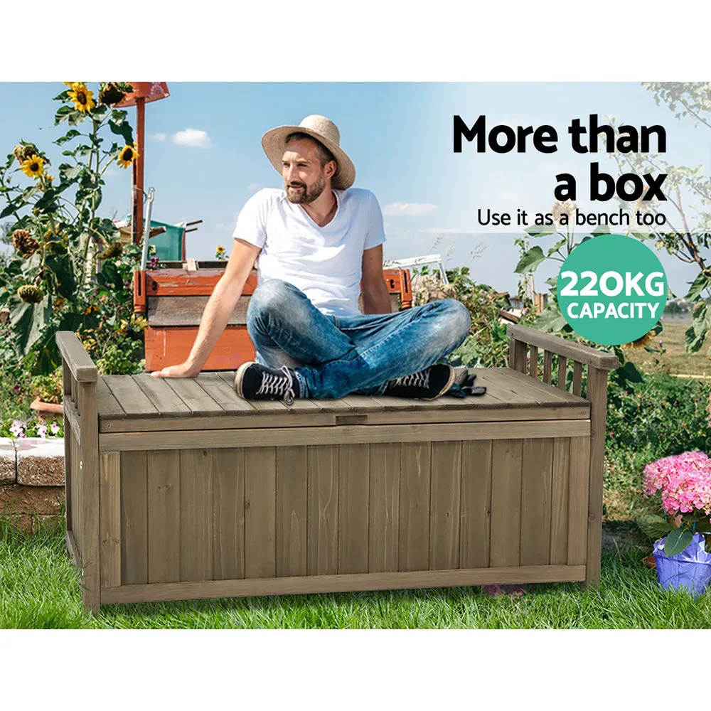 Fir Wood Outdoor Storage Bench - 160L, Water-Resistant, Gardeon
