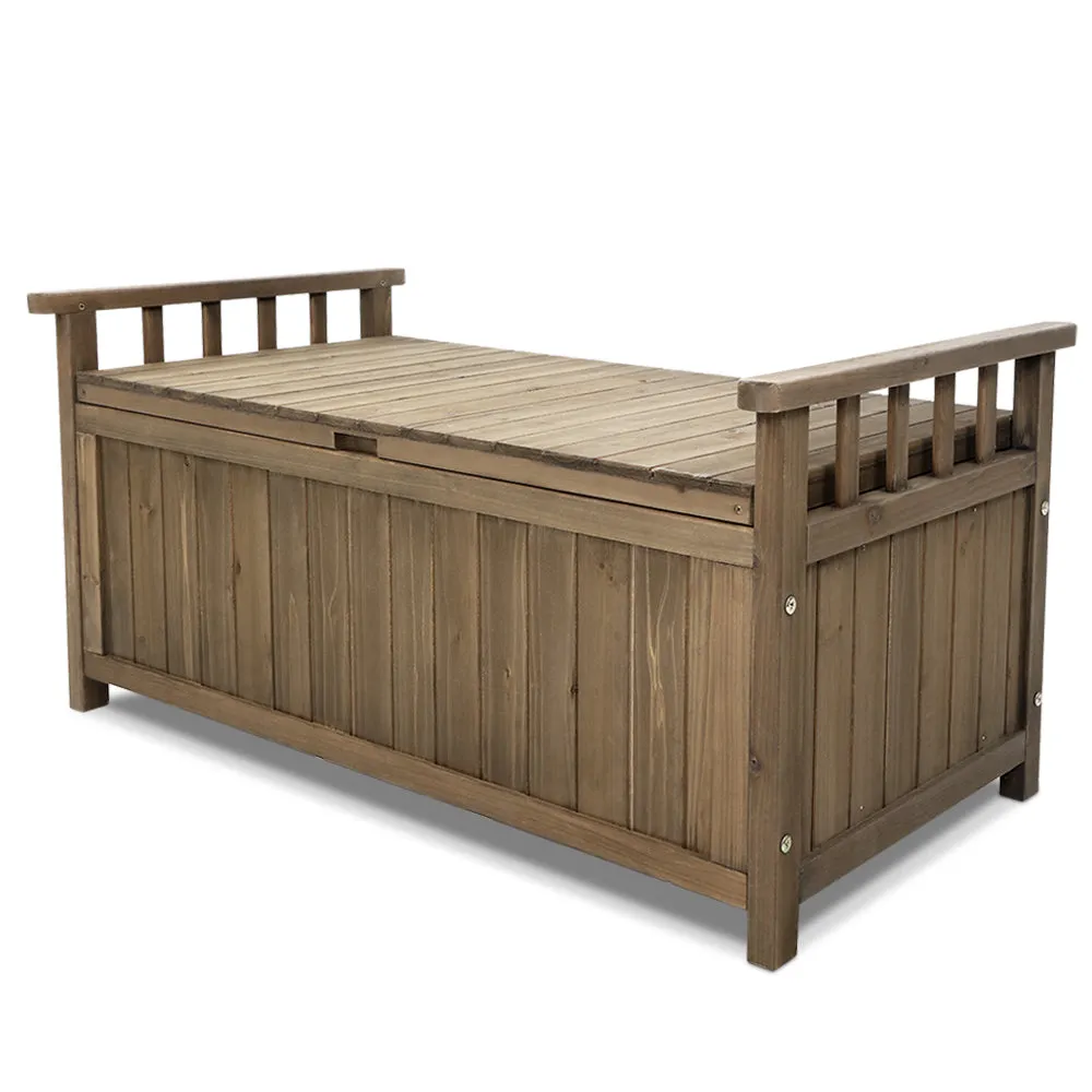 Fir Wood Outdoor Storage Bench - 160L, Water-Resistant, Gardeon