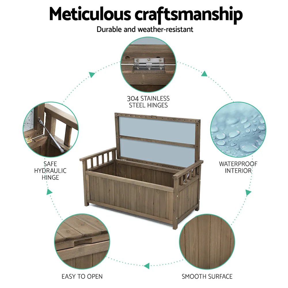 Fir Wood Outdoor Storage Bench - 160L, Water-Resistant, Gardeon