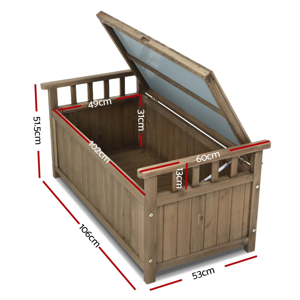 Fir Wood Outdoor Storage Bench - 160L, Water-Resistant, Gardeon