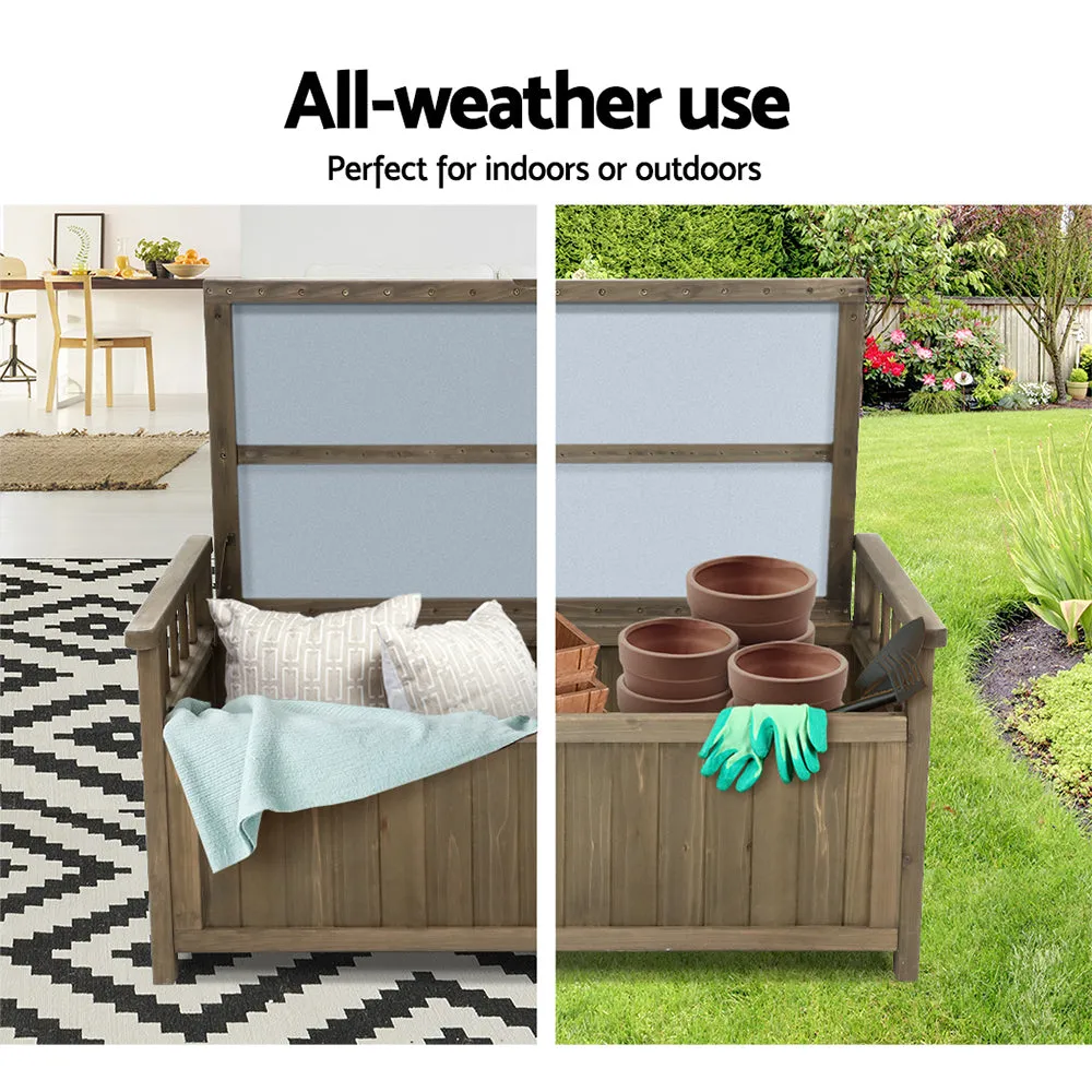 Fir Wood Outdoor Storage Bench - 160L, Water-Resistant, Gardeon