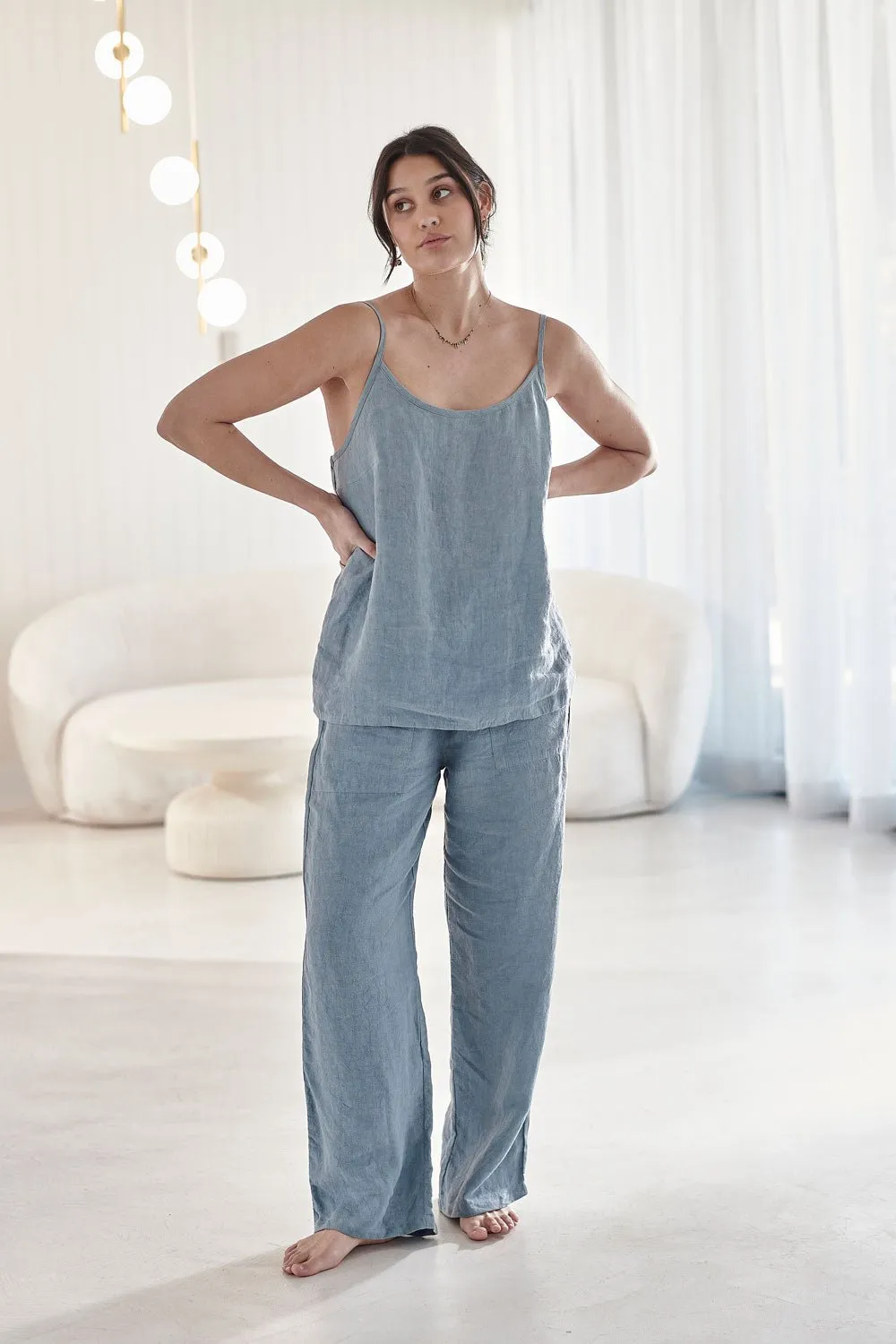 Fundamental Linen Cami - Blue