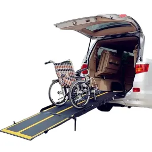 Hydraulic wheelchair lift ramp I Lightweight Carbon Fiber/Aluminum Hydraulic Wheelchair Lift Ramp I Electric Up-Down Loading Ramp for Easy Accessibility