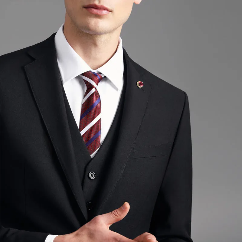 IKEARLAX  [High Wool] Bead Edge Suit Suit Men's Groom Wedding Suit Slim Fit Business Business Suit Formal Wear