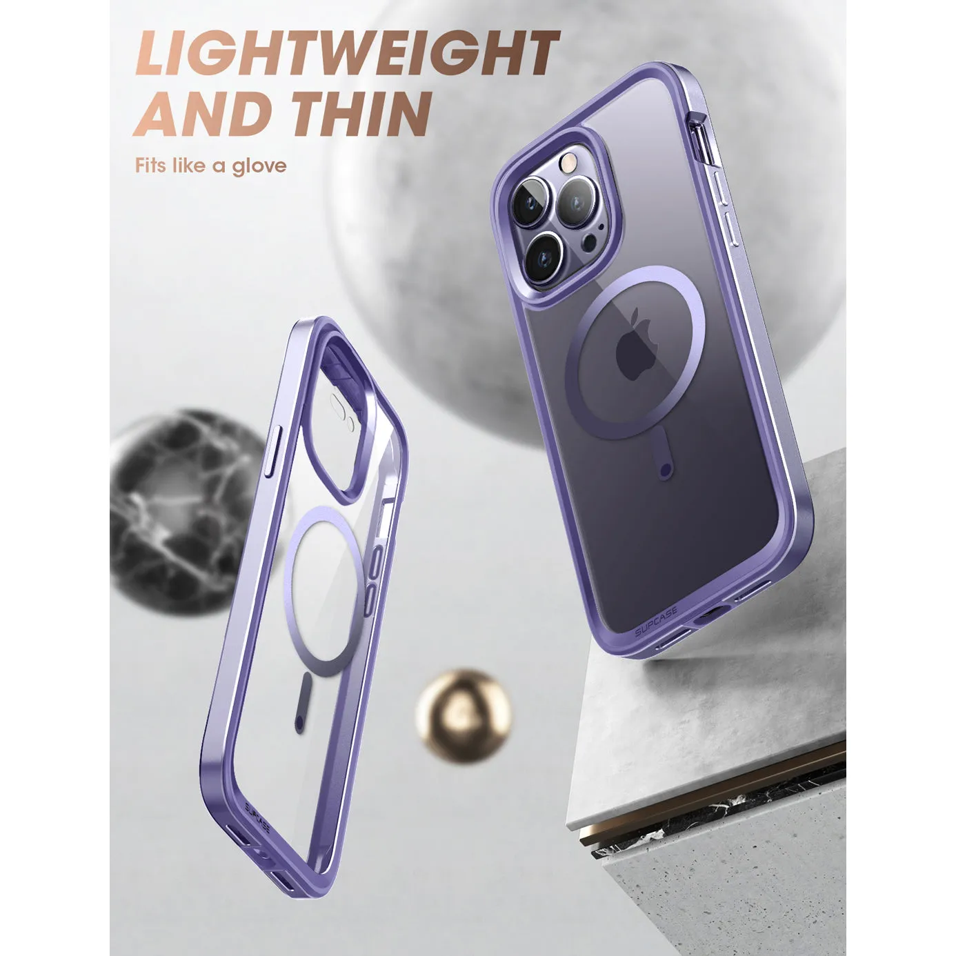 iPhone 14 Pro 6.1 inch Unicorn Beetle EDGE MAG with Screen Protector Clear Case-Deep Purple