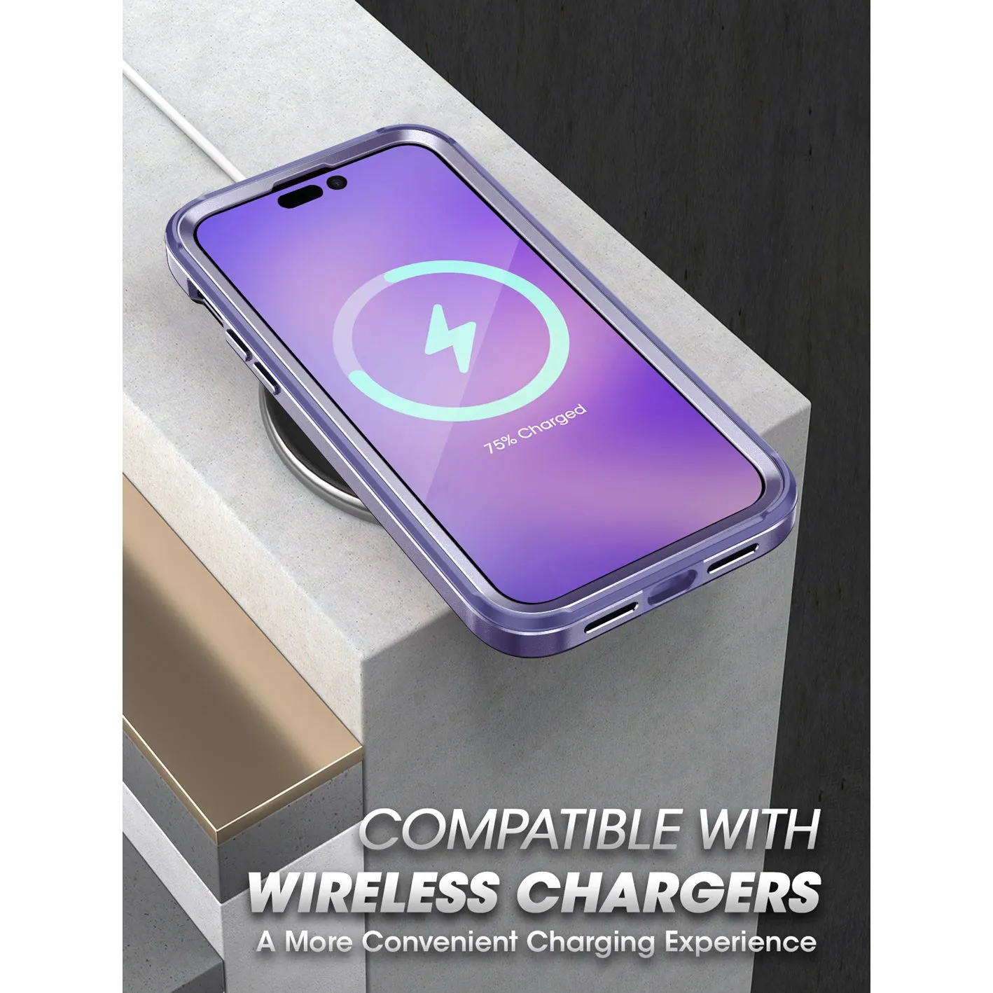 iPhone 14 Pro 6.1 inch Unicorn Beetle EDGE MAG with Screen Protector Clear Case-Deep Purple