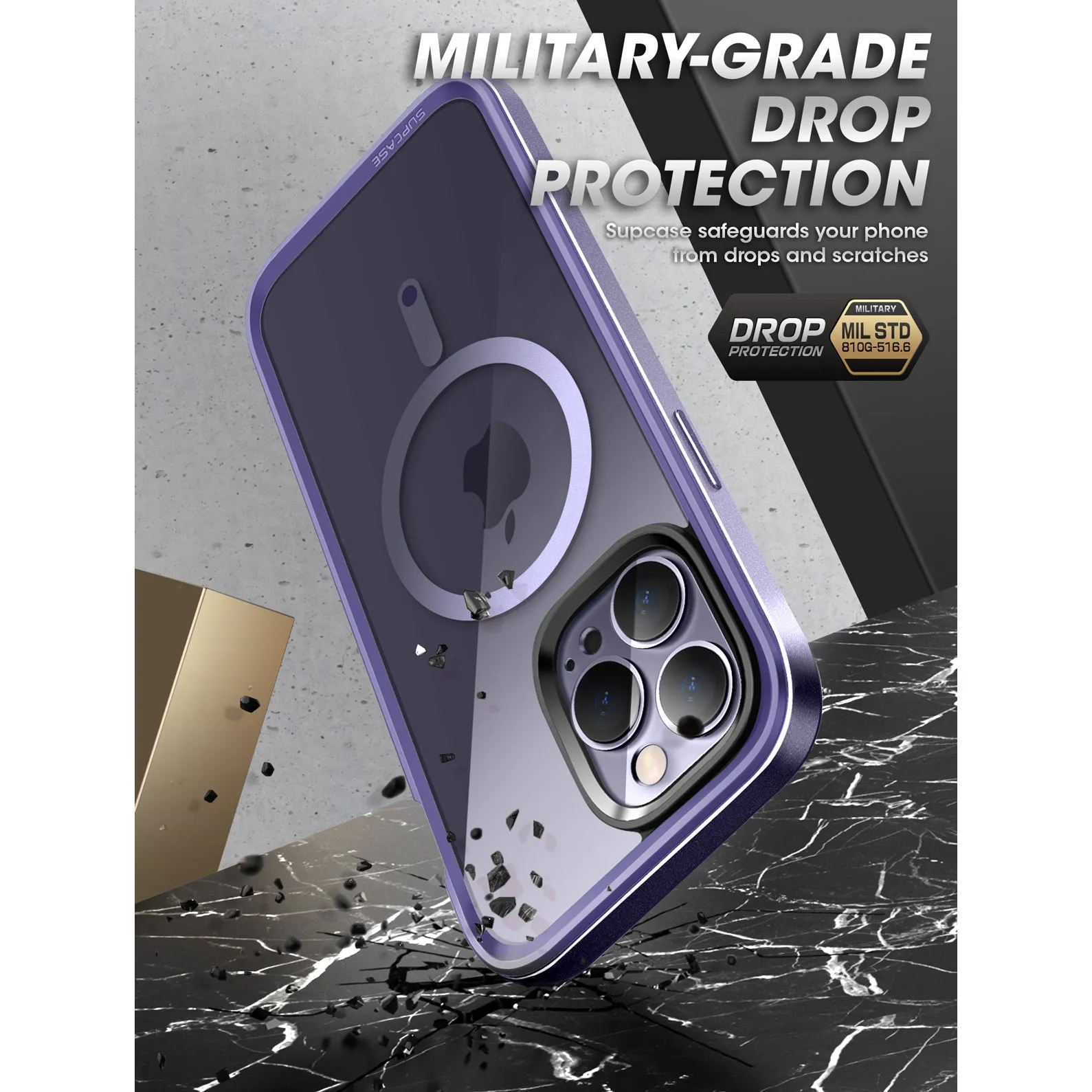 iPhone 14 Pro 6.1 inch Unicorn Beetle EDGE MAG with Screen Protector Clear Case-Deep Purple