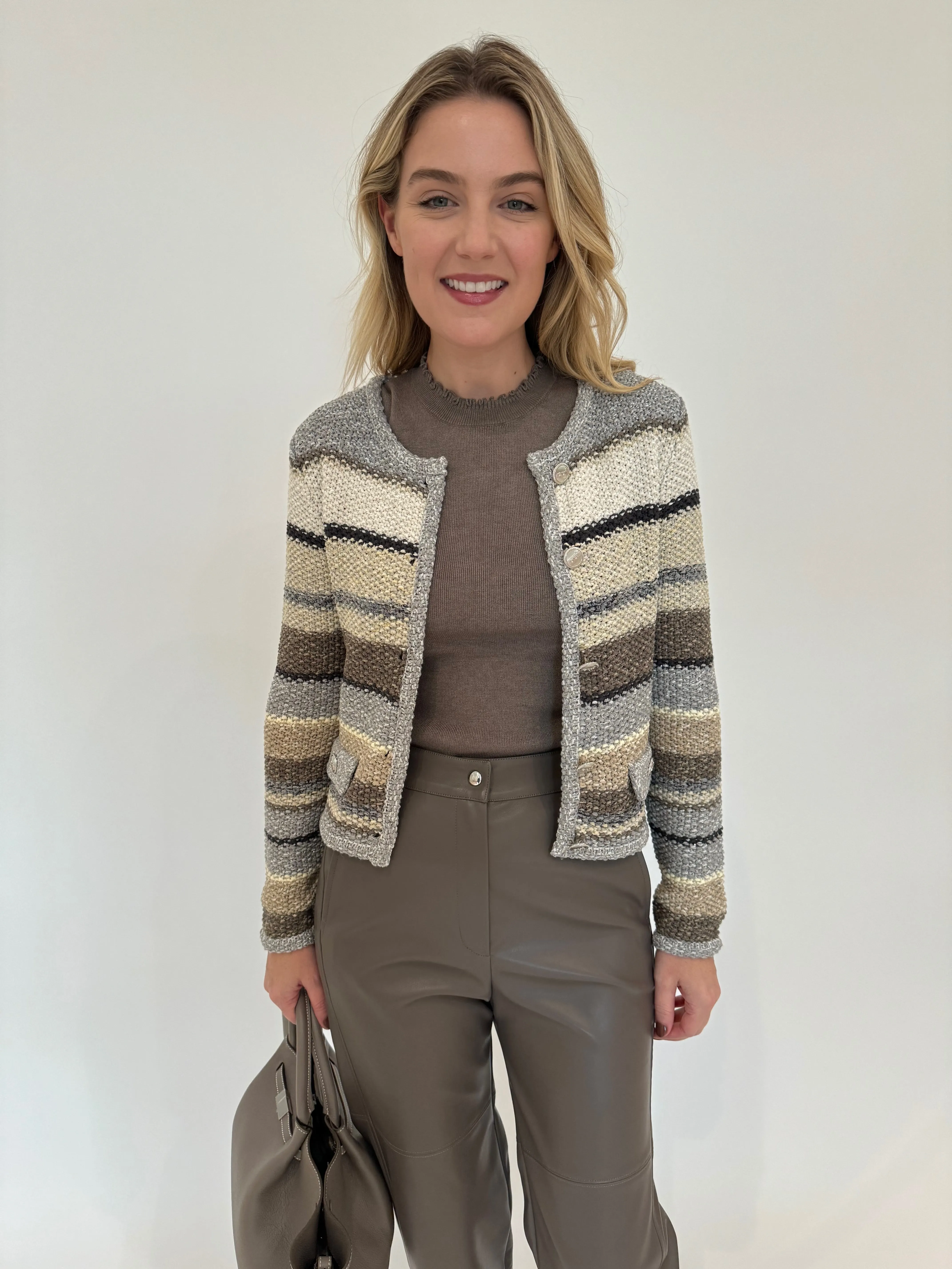 Luna Lettuce Edge Sweater - Smoky Taupe