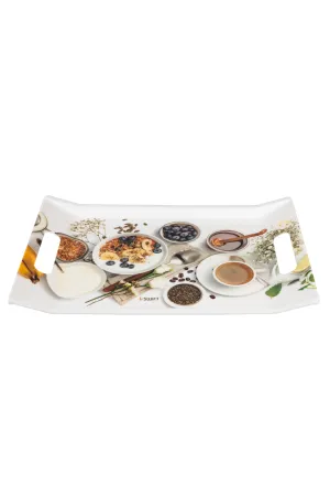 Melamine ingredients printed design Tray Set-