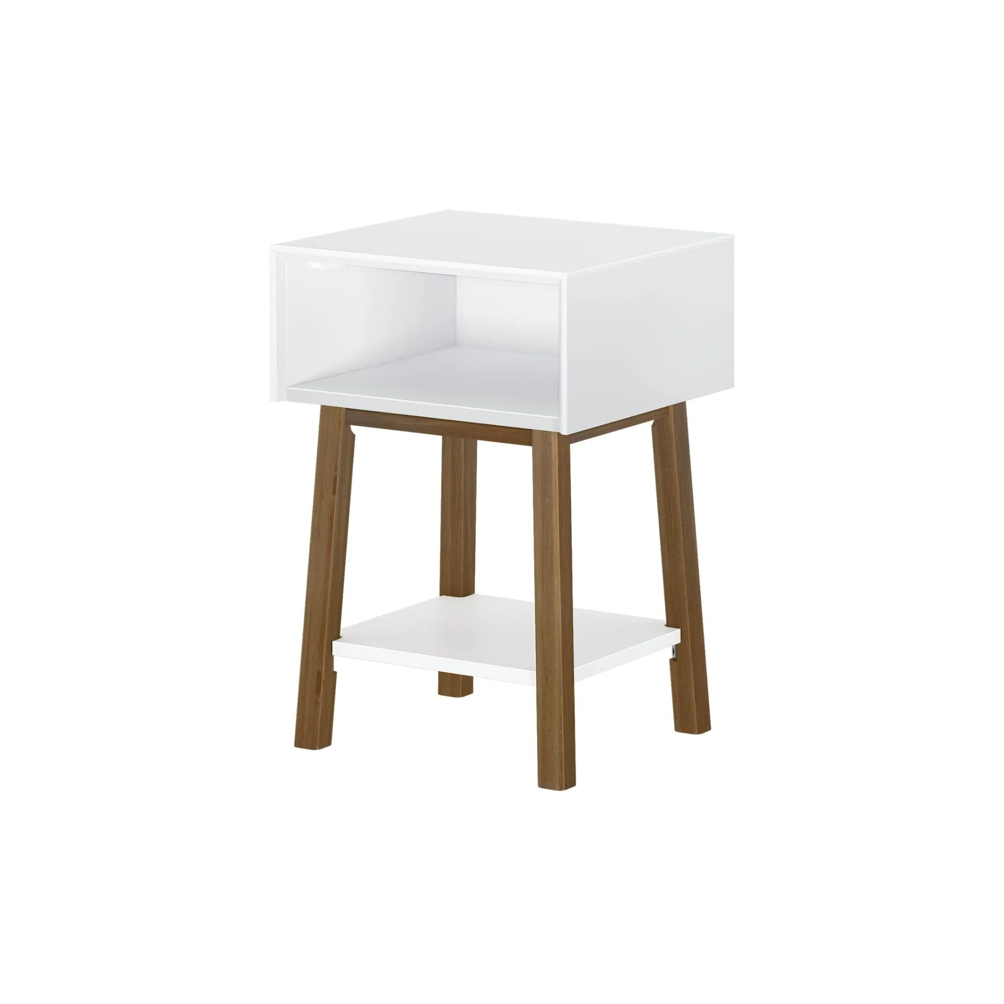 Mid-Century Modern Side Table with Storage - 18"