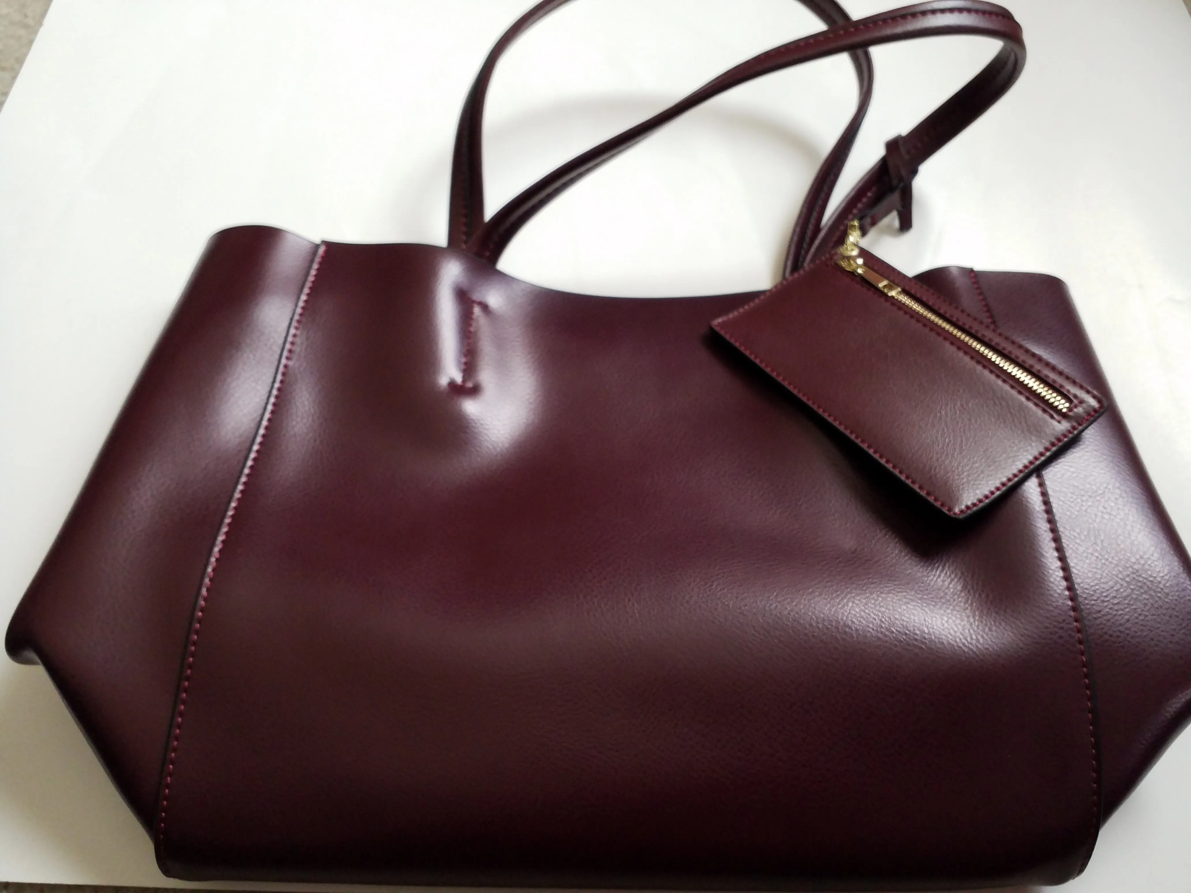 Modern Ladies Handbag from Genuine Leather (wallet included)