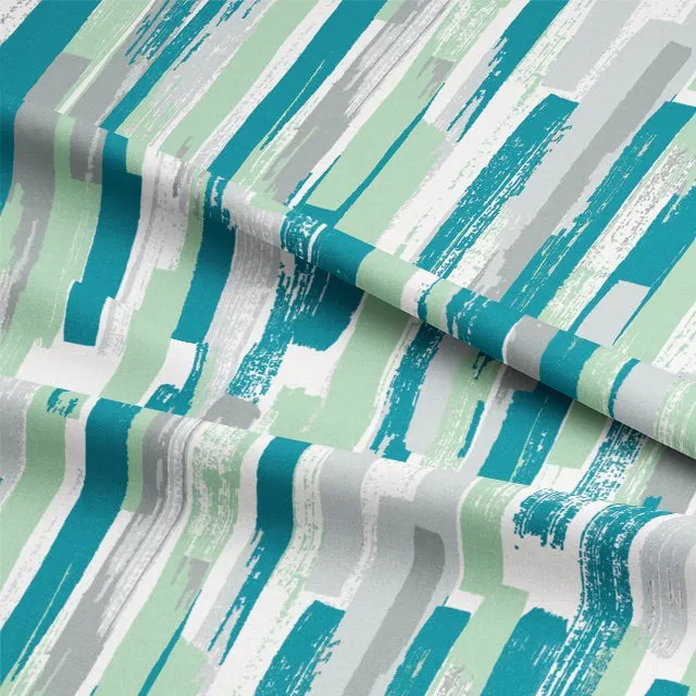 Modernism Cotton Curtain Fabric - Teal