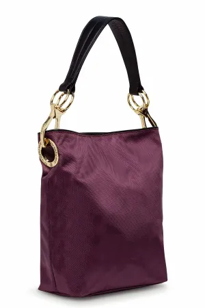Nylon Bucket Bag Plum