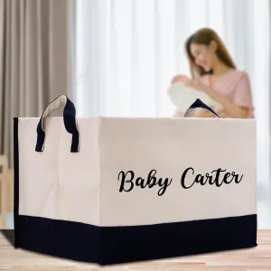 Personalized Storage Canvas Basket Baby Storage Bag Custom Baby Name Storage Bag Kids Toy Storage Cloth Storage (BBSB1001)