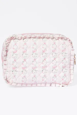 Pink Floral Ruffle Cosmetic Bag SALE
