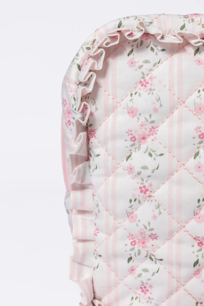 Pink Floral Ruffle Cosmetic Bag SALE