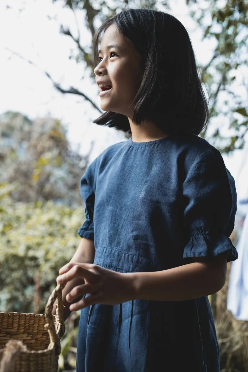 Puff sleeve back opening frock