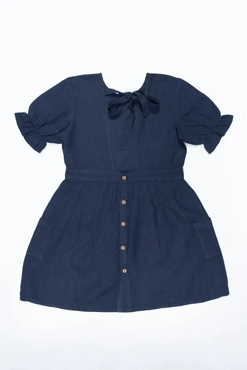 Puff sleeve back opening frock