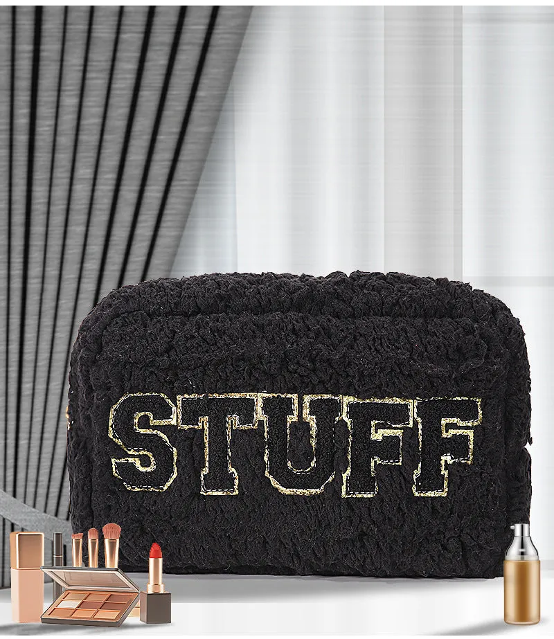 rts: Plush Chenille Letter Cosmetic Bag-